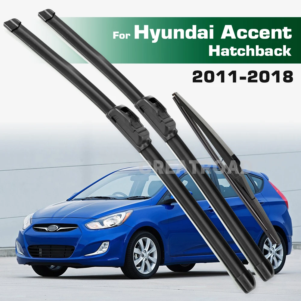 

GREATROAD Wiper LHD&RHD Front & Rear Wiper Blades Set For Hyundai Accent RB Hatchback 2011 - 2018 Windshield Windscreen Window