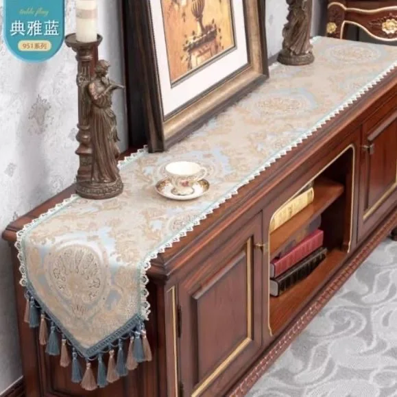 Noble Jacquard Table Runner Multi Spike Tassel Pendant Fashion Classic Coffee Table Decor European Retro Luxury Table Runner