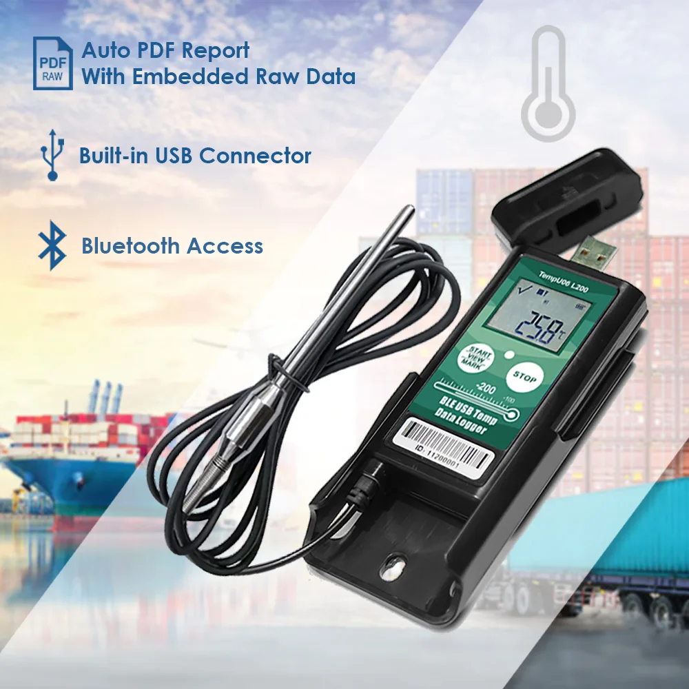 TempU06 registratore di temperatura Ultra bassa 32000 punti con sonda di temperatura esterna registratore di dati di temperatura USB Bluetooth