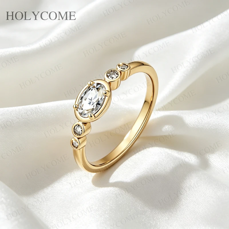 Moissanit-Ringe, Farbe D, VVS1, neu, schlicht, funkelnd, oval, synthetisches S925-Sterlingsilber, für Frauen, Hochzeit, Statement-Edelschmuck – Detail 7