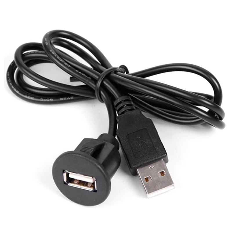 

1M Socket Cable USB 2.0 Auto Car SUV Flush Mount Male to Female Extension Cord Dashboard Panel Audio Line for Motorcycle