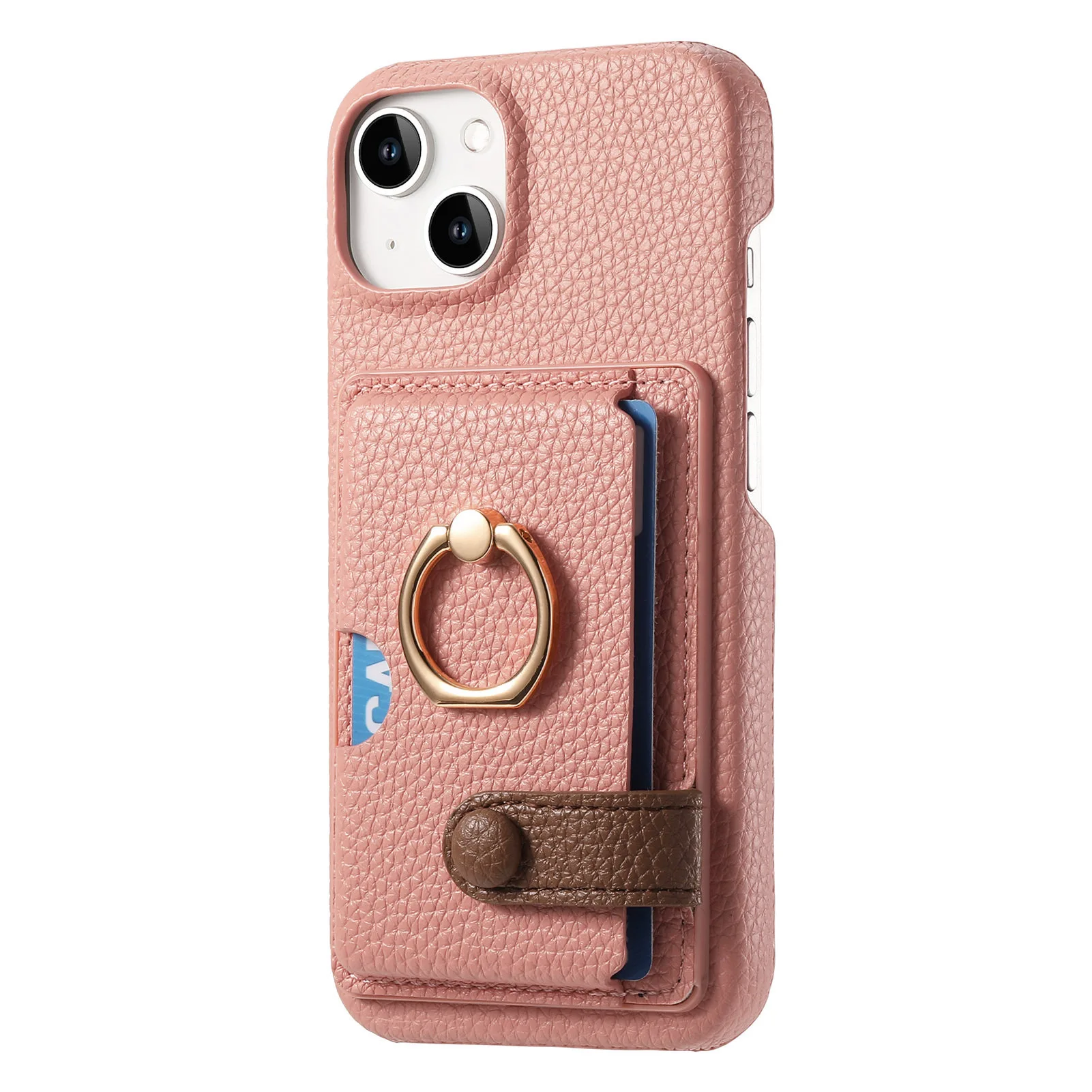 Leather Ring Support Phone Case for IPhone 17 Air 16E 18 16 15 14 13 12 11 Pro Max Plus Wallet with Card Holder Shockproof Cover
