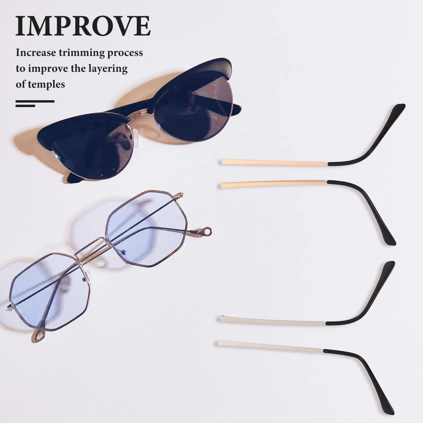 2Pairs Eyeglasses Leg Replacement Wear-Resistant Practical Glasses Arm Replacement Parts for Sunglasses Reading Glasses Eyewear