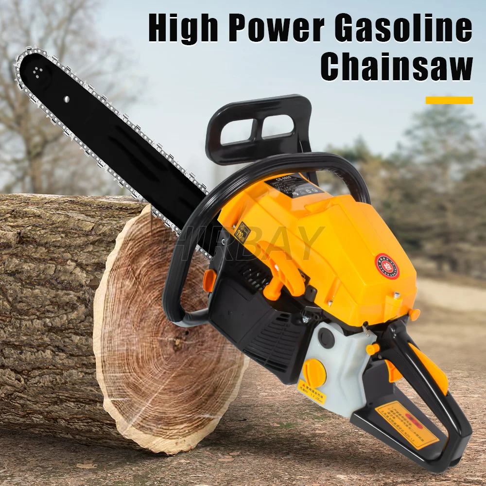 Chainsaw Professional Tree Cutting 9800W Gas Chainsaws 75CC Petrol Gasoline Chain Saw Cylinder Transparent Fuel Tank 14300R/MIN 