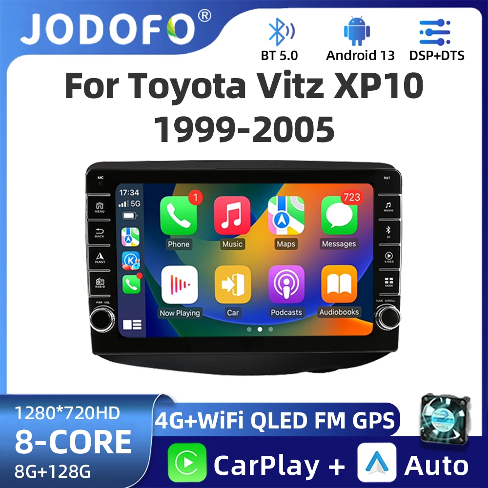 Android Car Radio for Toyota Vitz XP10 Yaris Platz Echo 1999-2005 Multimedia Video Player Navigation GPS 4G Stereo Carplay 2din