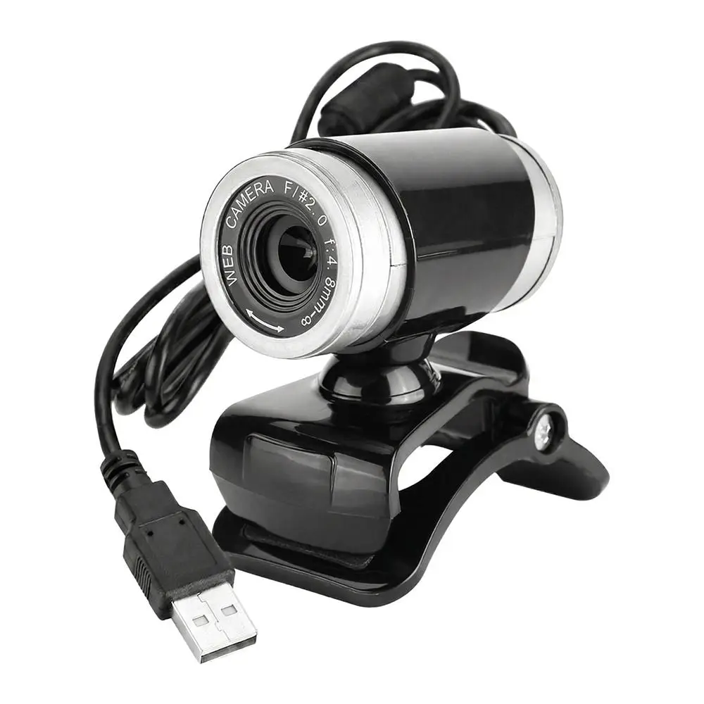 360 Degree Rotatable Clip on Webcam Plug and Play Built in Microphone HD Webcam Black+Silver USB Webcam Video Recording