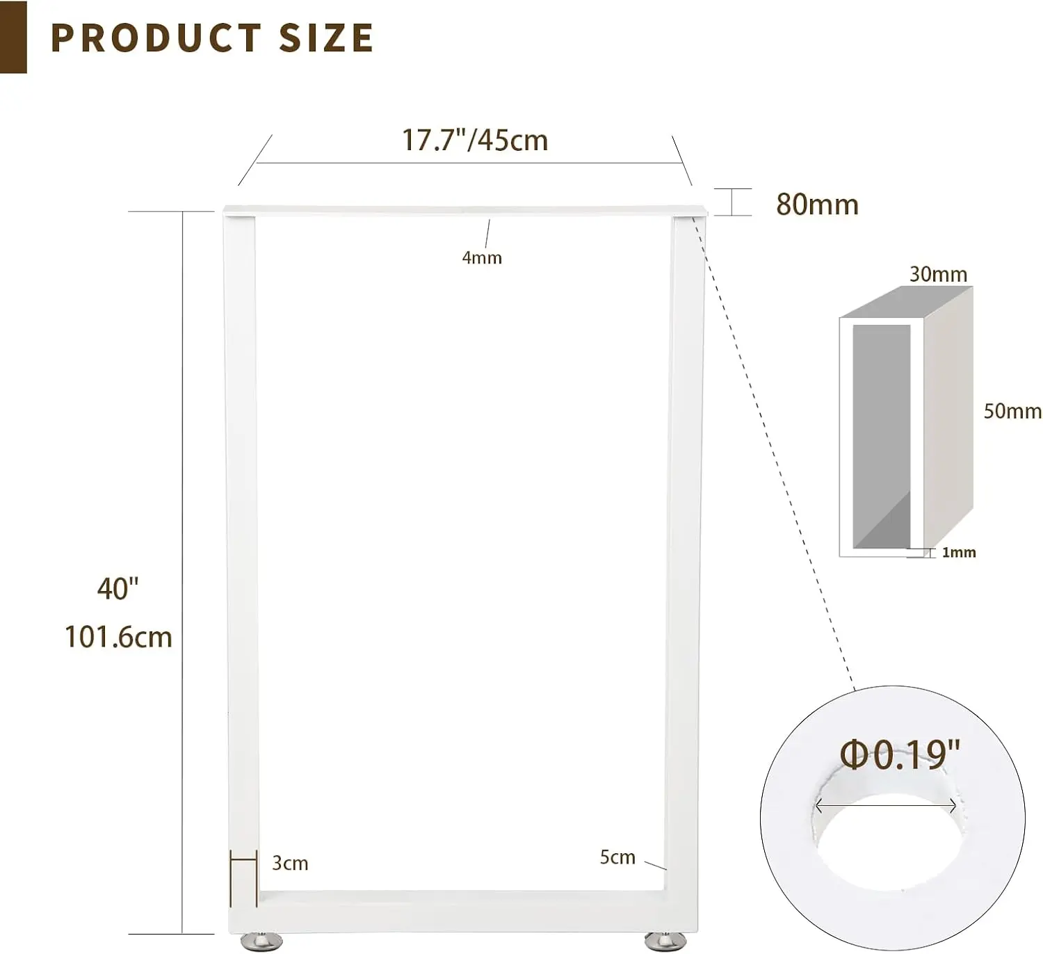 40 Inch Bar Height Table Legs, Heavy Duty Rectangular Iron Furniture Legs for Pub Table, Breakfast Bar, Home Bar & DIY Furniture