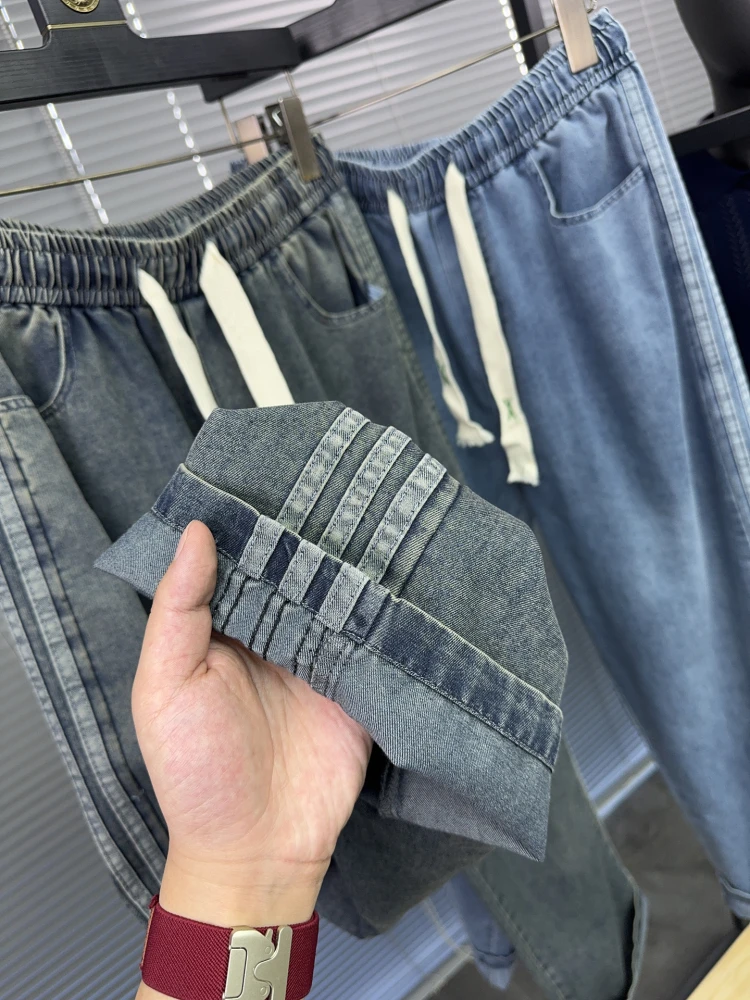 Svip Men's Summer Lightweight Breathable Casual Straight Leg Jeans Loose Fit Stripe Pattern Pampa& Brand