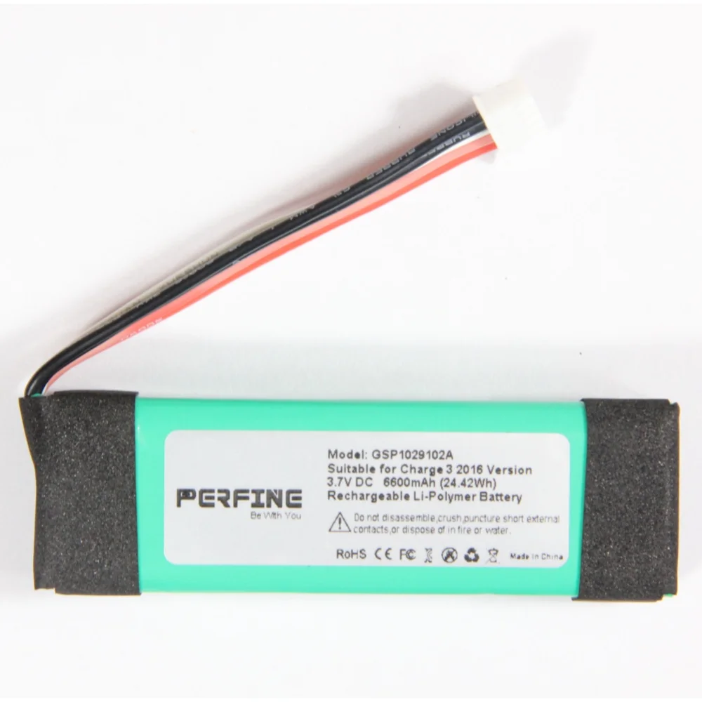 6600mAh GSP1029102A Battery Replacement for JBL Charge 3 2016 Version CS-JML320SL High Capacity Li-Polymer Battery pack