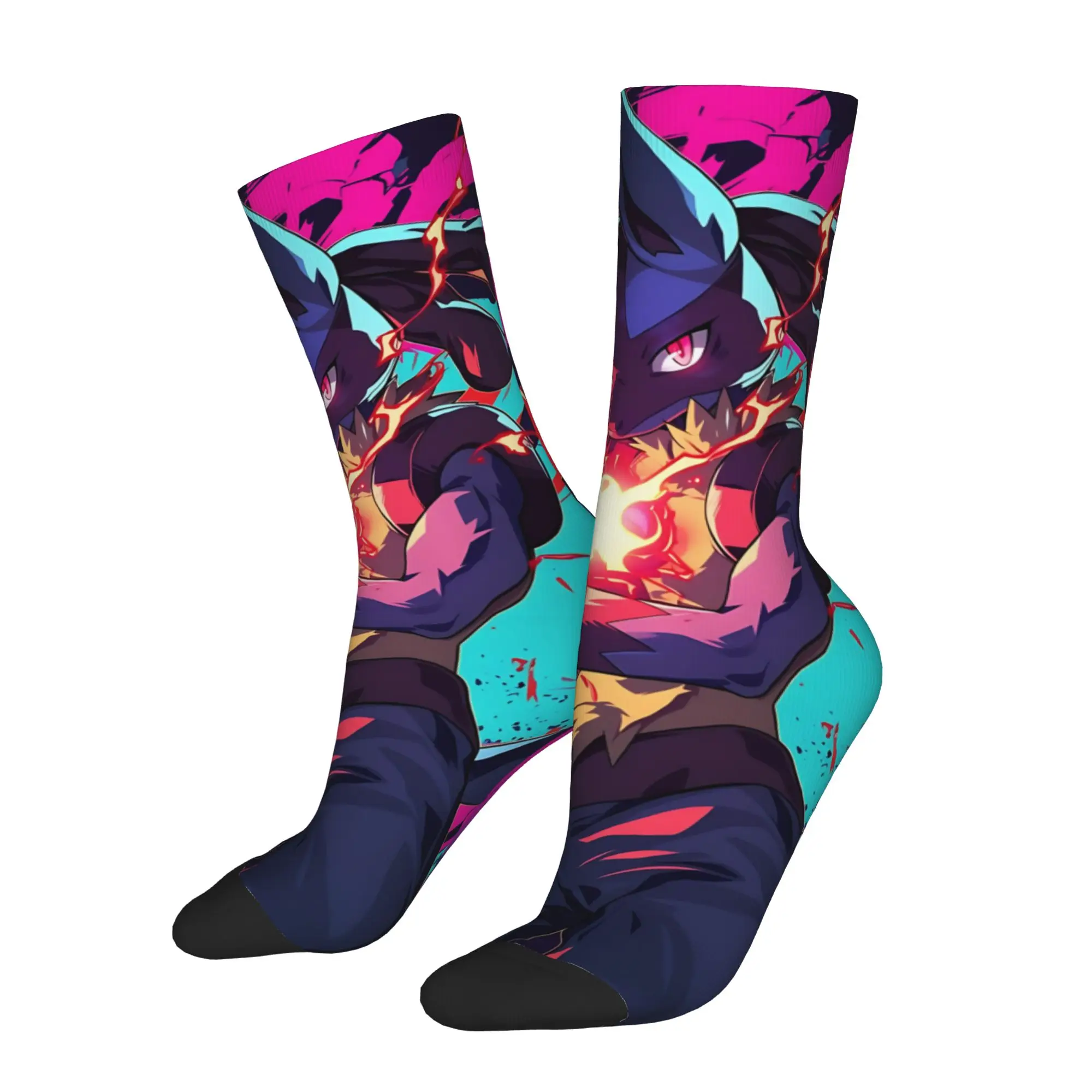 

pokemon Broken Lucario Retro Street Style Novelty Pattern Crew Crazy Sock Sports Socks