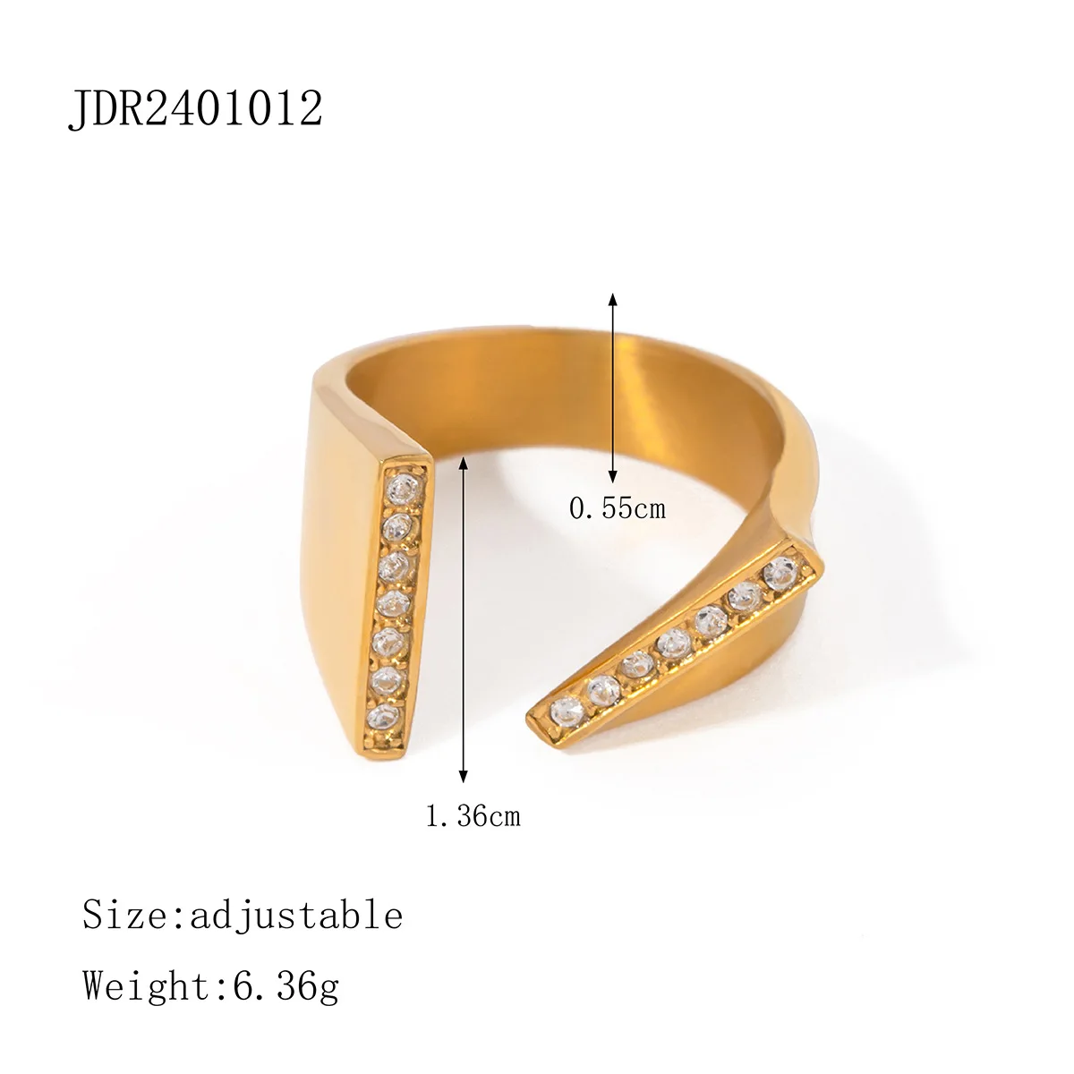New Set Rhinestones Irregularity Open Rings Luxury Unisex Stainless Steel Minimalist Asymmetrical Rings For Women Jewelry Gift