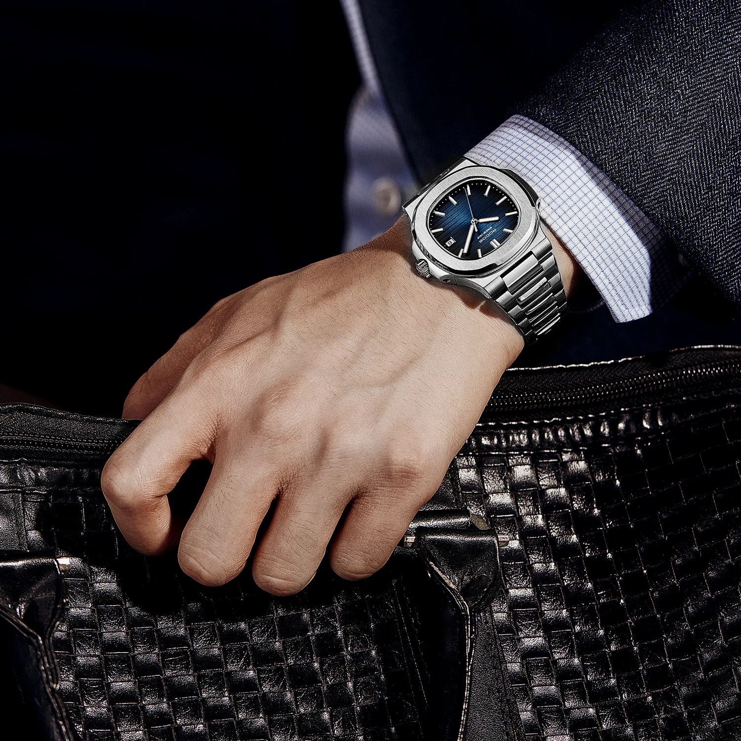 Men Full Automatic Mechanical Wristwatch Nautilus Design Stainless Steel Business Skeleton Watch Luminous Watch Fast shipping