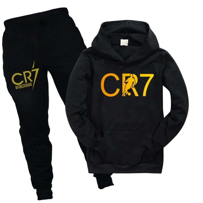 Sweats à capuche et pantalons Sportedly pour enfants, ensemble de pyjamas pour enfants, t-shirt à capuche pour garçons, survêtement pour filles, série CR7, MN, vêtements d'automne et d'été