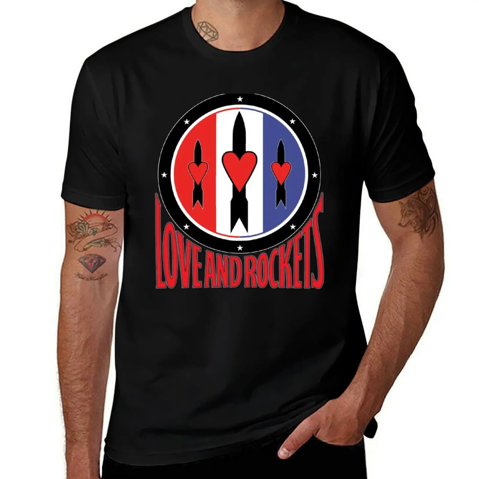

Love And Rockets - Trident - (One rocket for each band member). T-Shirt graphic t shirts for man t shirts with prints