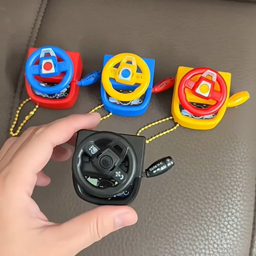 Mini Shiftable Steering Wheel Keychain Simulated Car Driving Fidget Toy Stress Relief Pendant Educational Kid Boy Birthday Gift