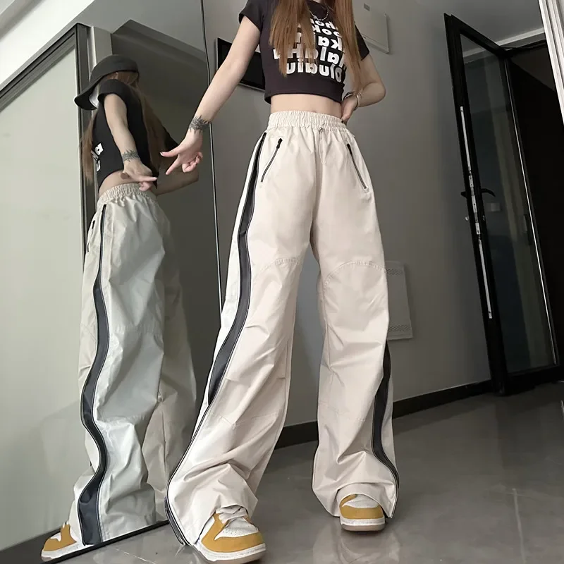 

Korean Hip Hop Harajuku Cargo Parachute Pants Lady Wide Leg Joggers Trousers Y2k Sweatpants Women Streetwear