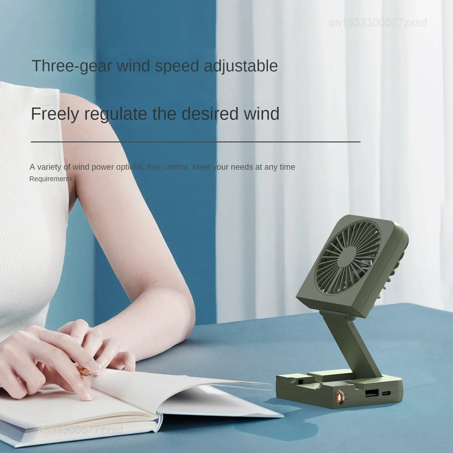 Xiaomi Desktop Folding Fan Mini Outdoor Portable Multi Functional Fan Rechargeable Multi Gear Adjustment Low Decibel Hang Neck