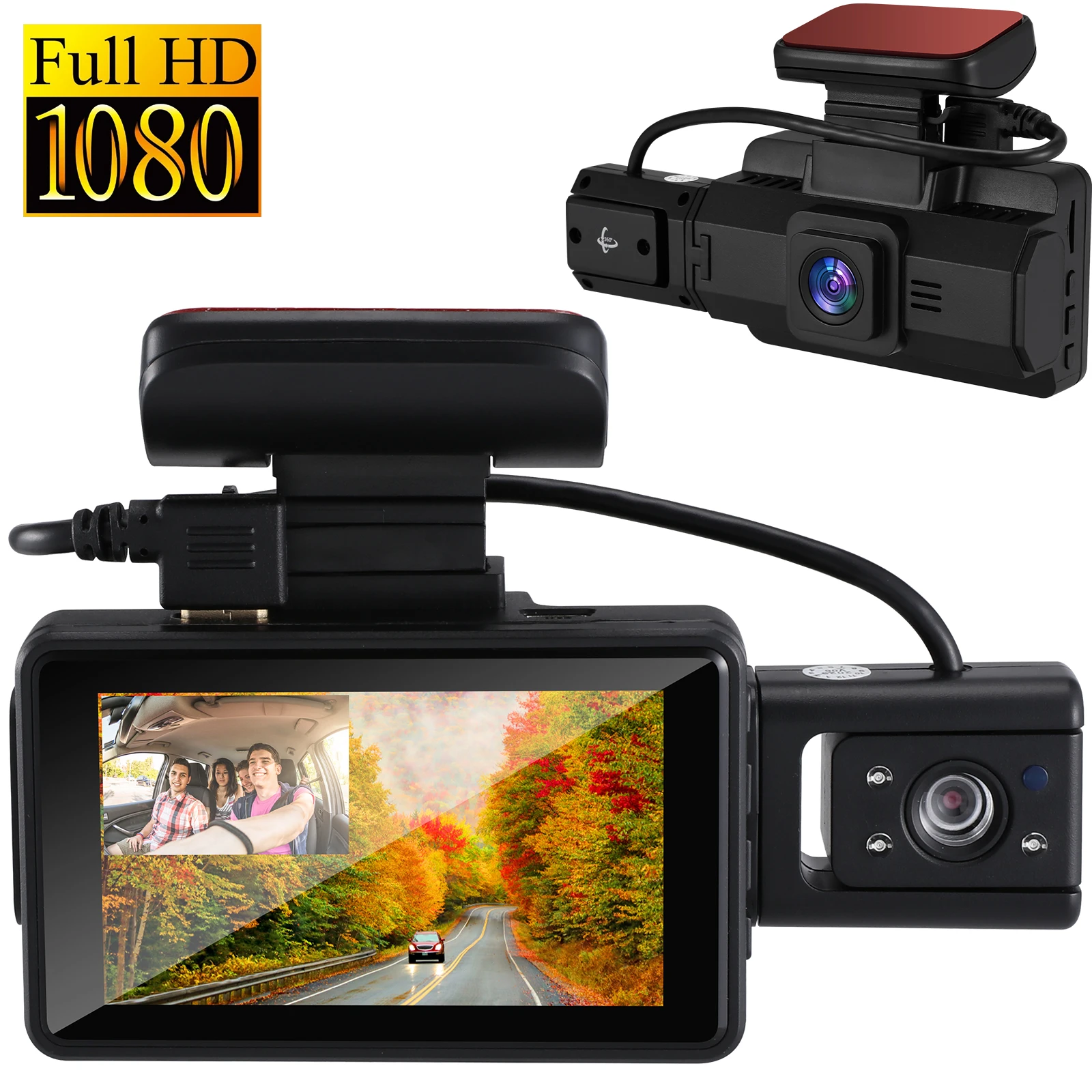 

Dual Lens Dash Cam Video Recorder Wide Angle Front Rear 1080P G Sensor Loop Night Vision Car DrivingRecorder Auto Accessories