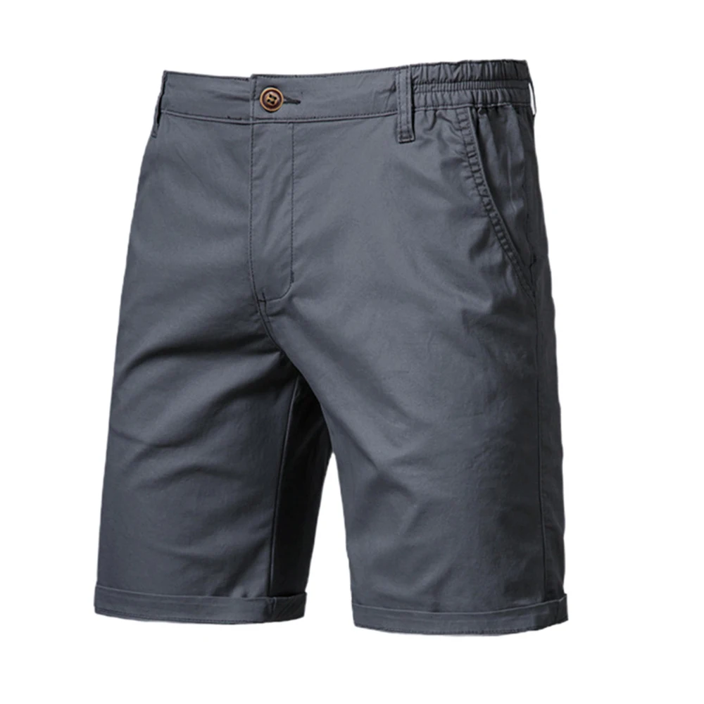 Short d'été 2024 coton pour hommes, couleur unie, taille élastique, pantalon court, haute qualité, décontracté, Business, Social, nouvelle collection 100%