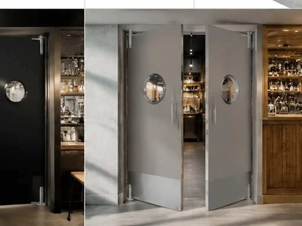 1Set Stainless Steel Double Swing Door Hinge Self Closing Heavy Duty Cafe Bar Gravity Return for Swinging Doors Thickness