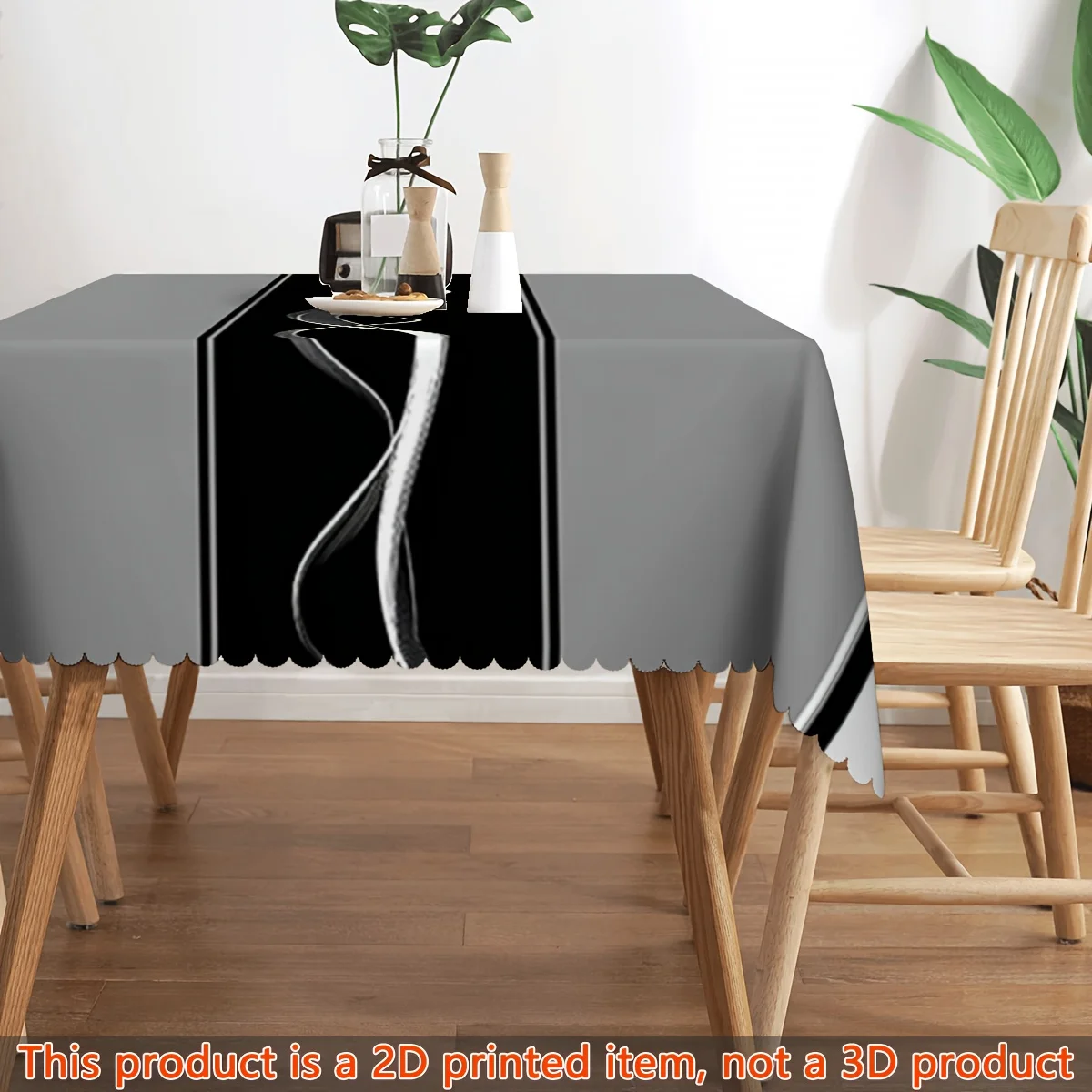 JIT, 1pc Modern Black and White Geometric Lines Track Print Decorative Rectangular Tableclothzyc