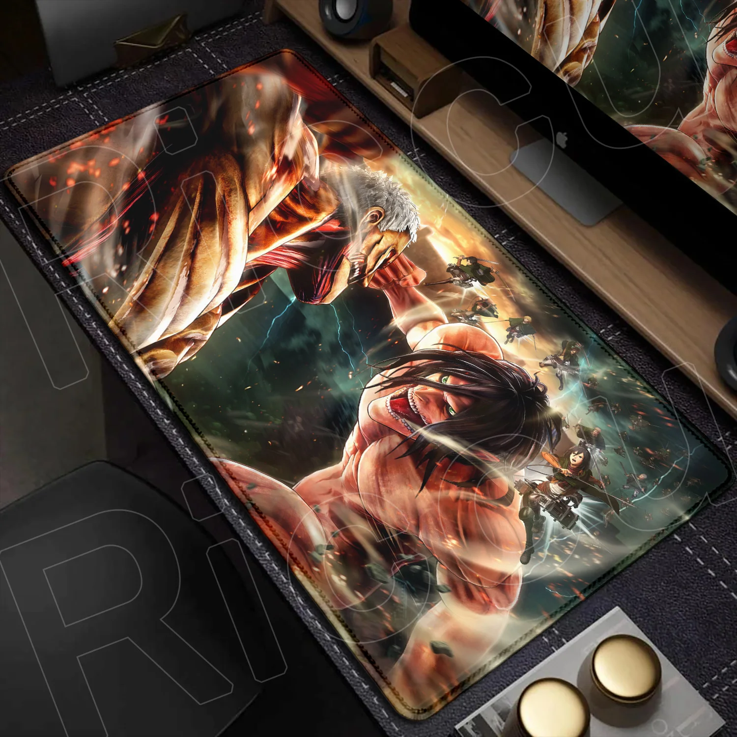 

Attack on Titan Gaming Mouse Pad Anime Table Mat Large Computer Accessories Gamer Non-slip Keyboard Mause Office Laptops Desktop