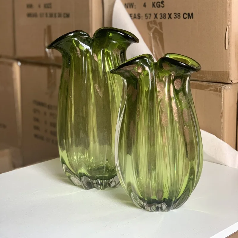 Тяжелая и легкая роскошная ваза с волнистым синим глазурью, гидропонное зеленое стекло для растений, контейнер для цветочной композиции, высококачественный дом