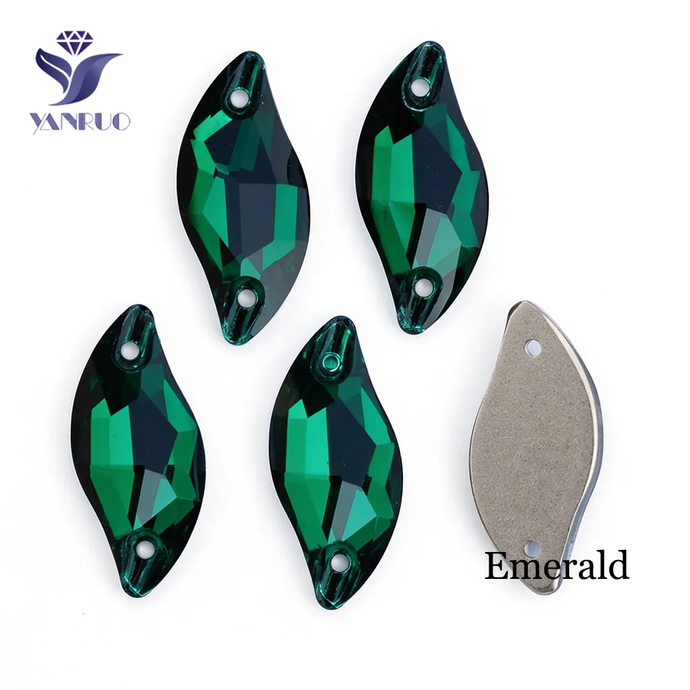 YANRUO 3254 Leaf All Color S Shape Sew On Strass Glass Crystal Flat Back Stones cucito Strass Applique per il vestito
