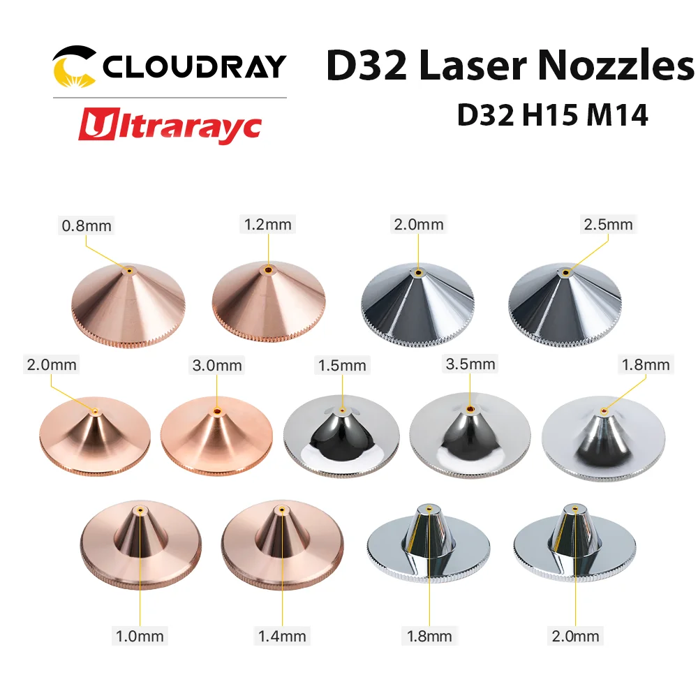 Ultrarayc Fiber Laser Nozzles Type C Bulge Single Double Chrome Plated Layers D32 H15 M14 Caliber 0.8-6 for Raytools Laser Head