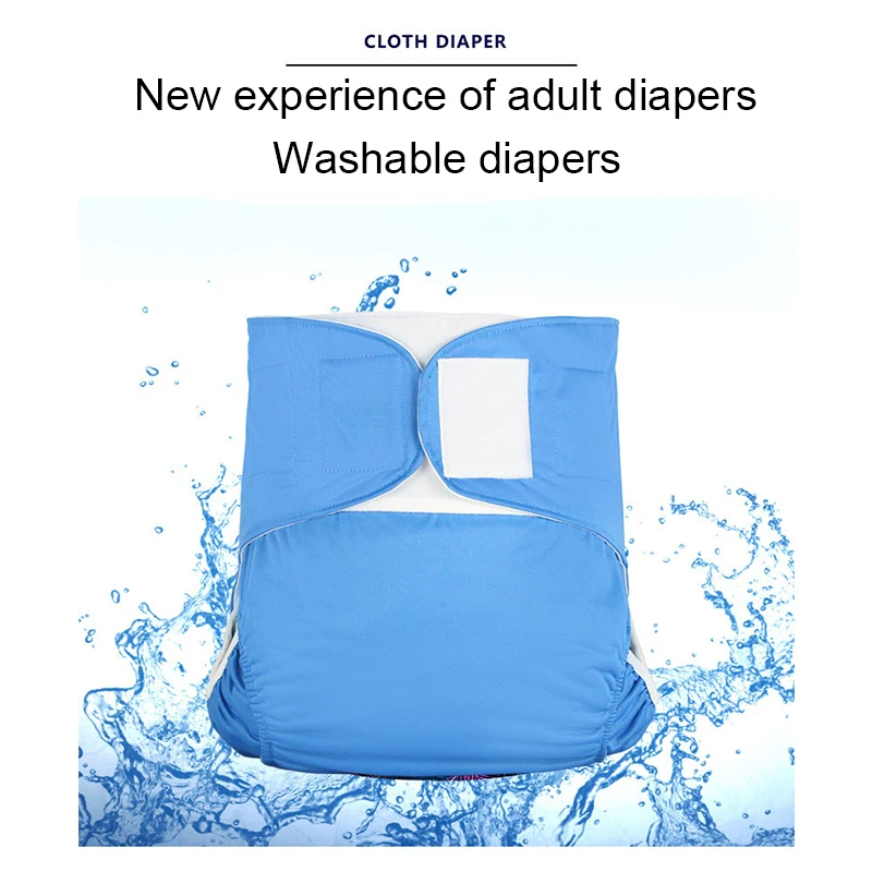Reusable Washable Adult Cloth Diapers - Absorbent Pads with Hook & Loop Velcro Fastener, Soft Suede Lining & Ice Silk Fabric