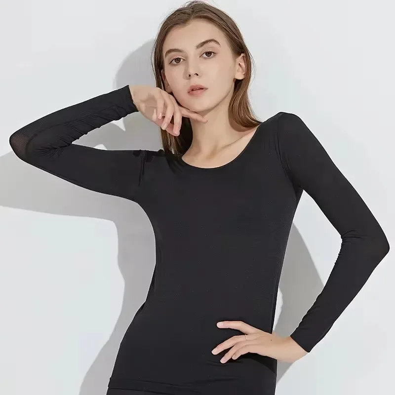 Women traceless thermal underwear set unisex intimate pajamas ultra-thin winter constant temperature long sleeve lingerie 2 piec image 6