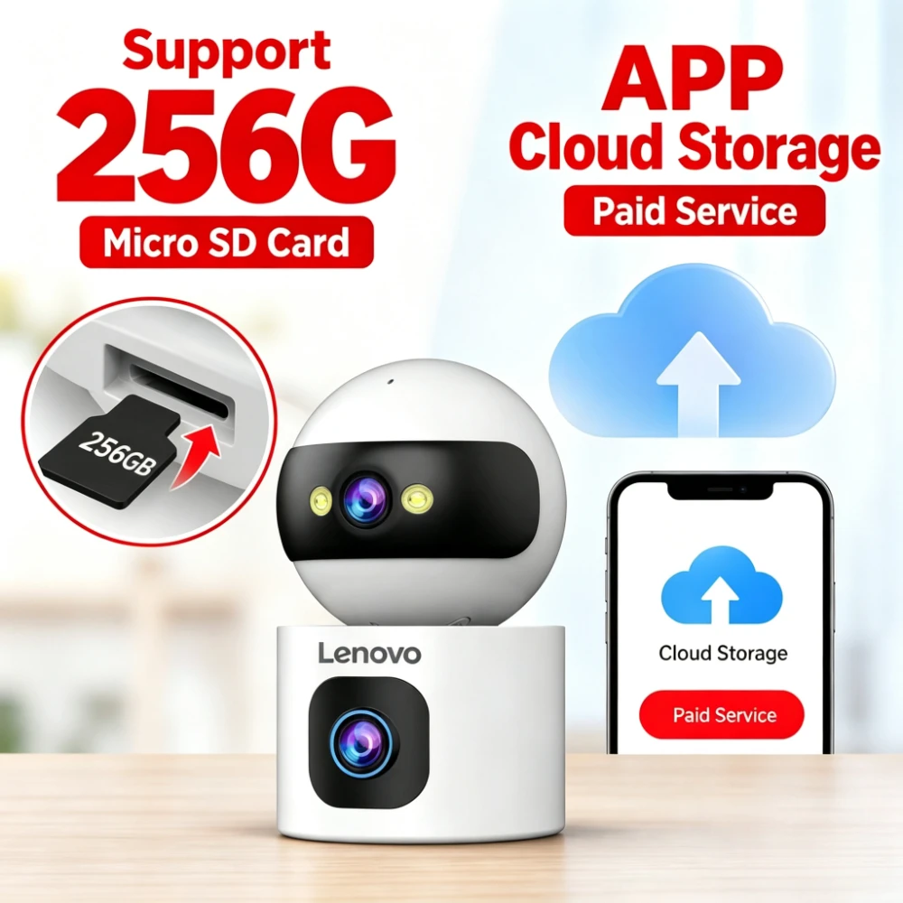 Lenovo 8MP 5G WiFi IP Camera Dual Lens With Adjustable Bracket Auto Tracking Indoor Wireless Surveillance Cameras Baby Monitor