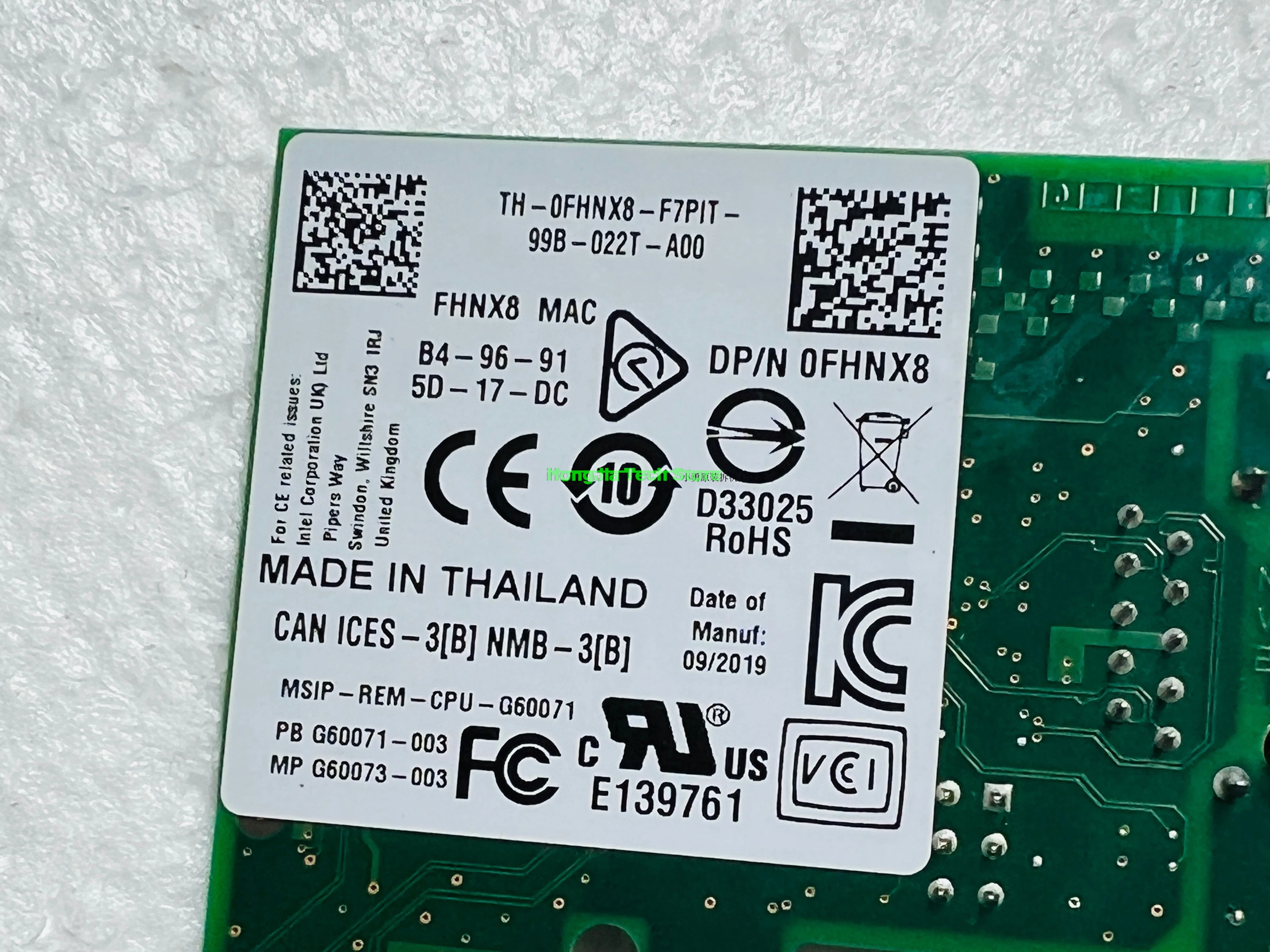 I210-T1 single-port Gigabit Network Adapter For DELL FHNX8 0FHNX8 0VRRH1 PCI-E 1X