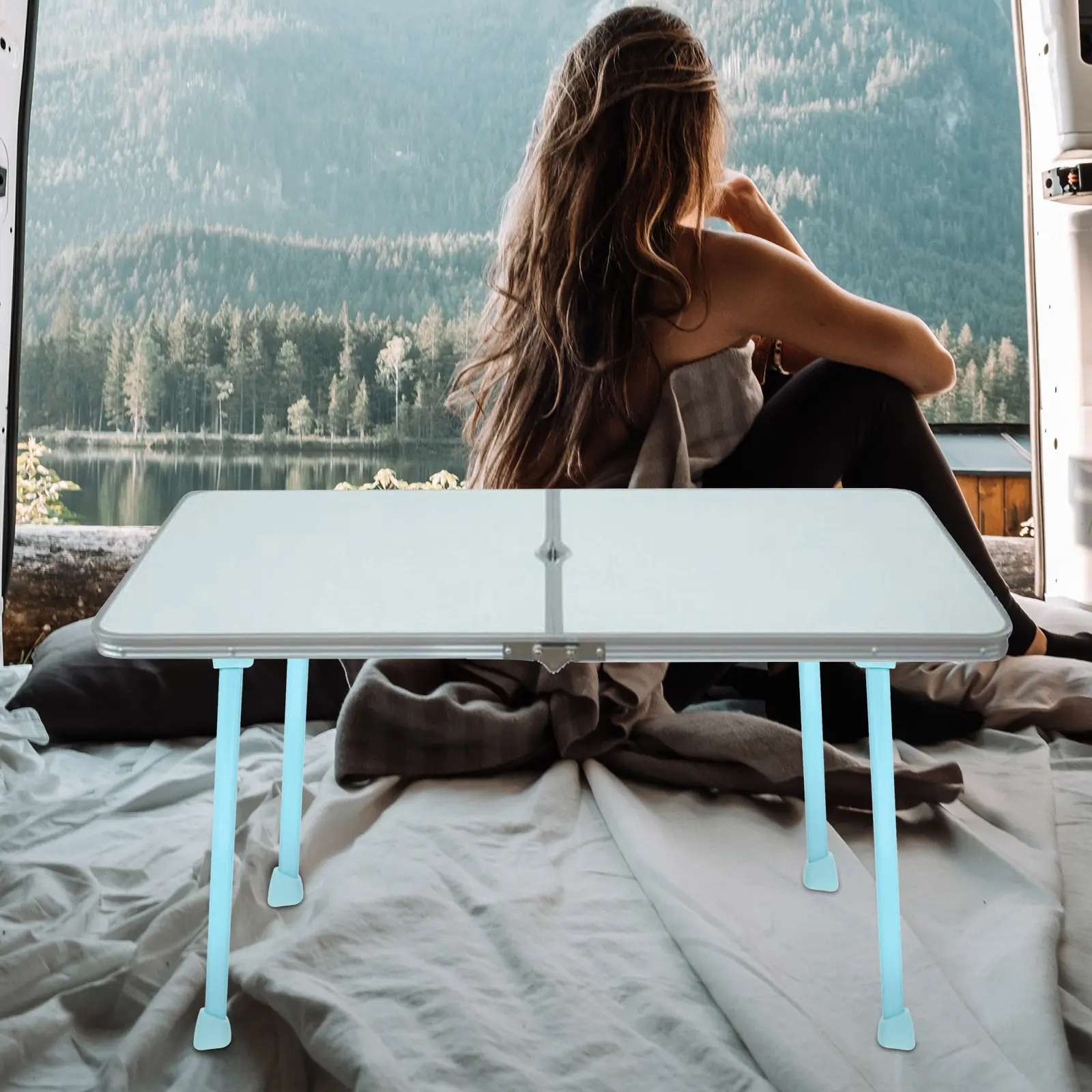 1Set Folding Metal Table Legs Adjustable Sturdy Lightweight for Coffee Table Nightstand Dresser Camping Travel Office Desk