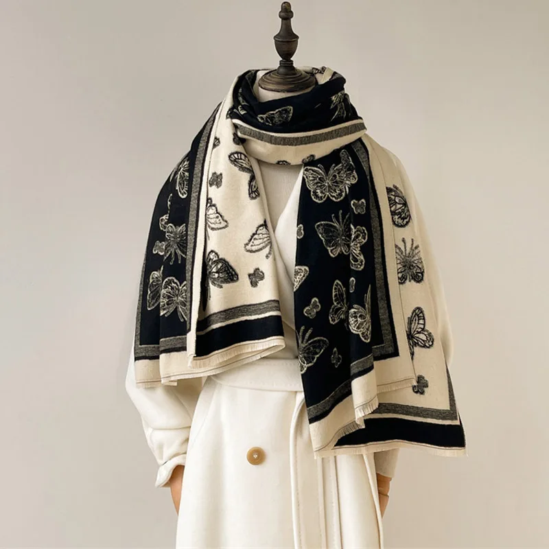 

Роскошный дизайн, зимний толстый теплый шарф, женский кашемировый платок и накидки, шейный платок из пашмины, Bufanda, женский длинный Tessel Echarpe