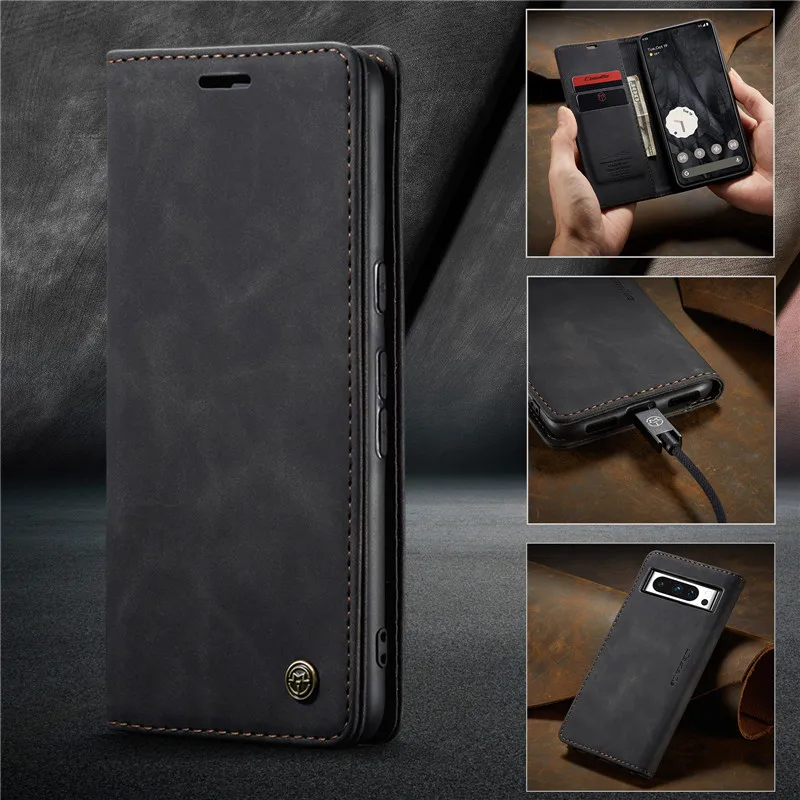 CaseMe High Quality Retro Magnetic Flip Leather Case for Google Pixel 9 Pro XL 7 6 Pro Wallet Card Cover Pixel 8A 7A Phone Coque