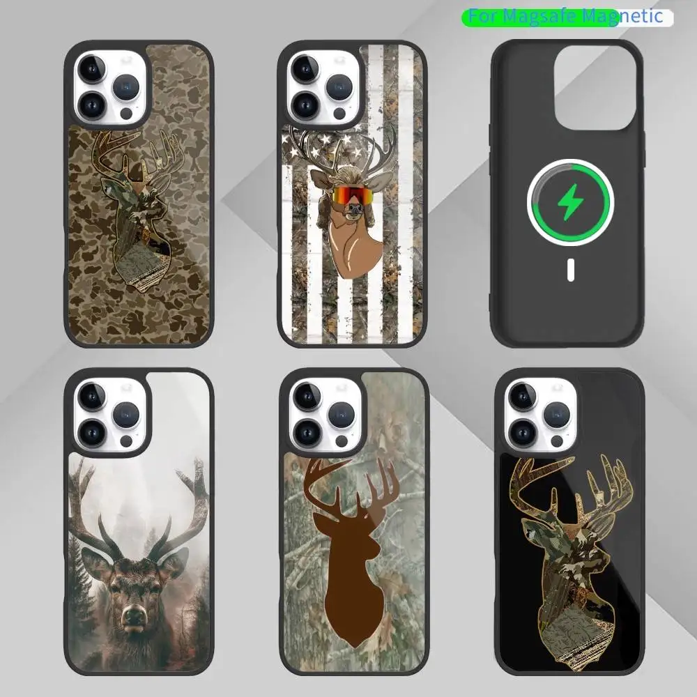 

Forest D-Deer H-Hunting Camo Phone Case For iPhone17,16,15,14,13 Plus,Pro Max Magnetic For Magsafe Wireless Charging