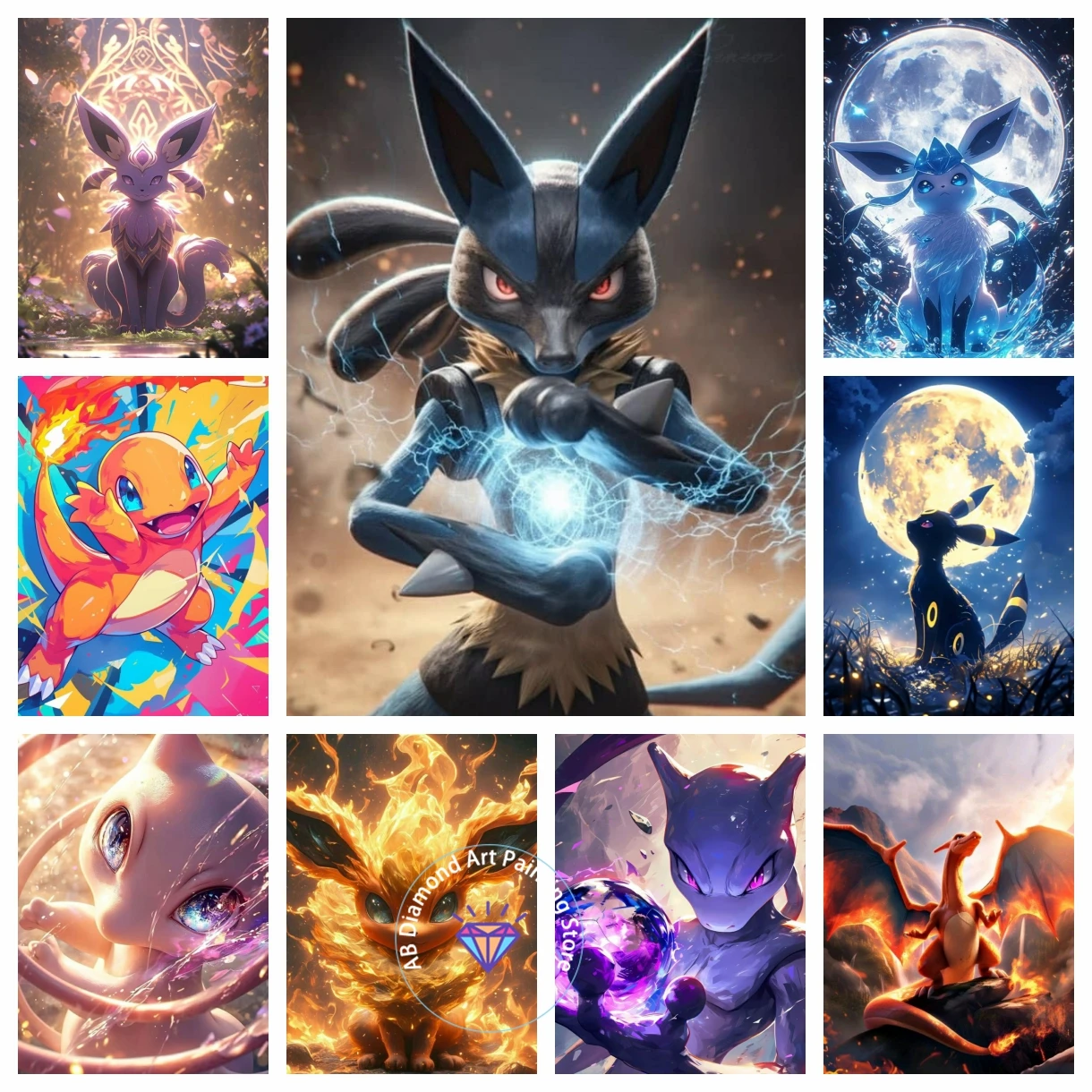 

Pokémon Mewtwo Dream Bulbasaur AB Diamond Painting Kit 5D DIY Diamond Embroidery Cross Stitch Handmade Gift Home Decoration