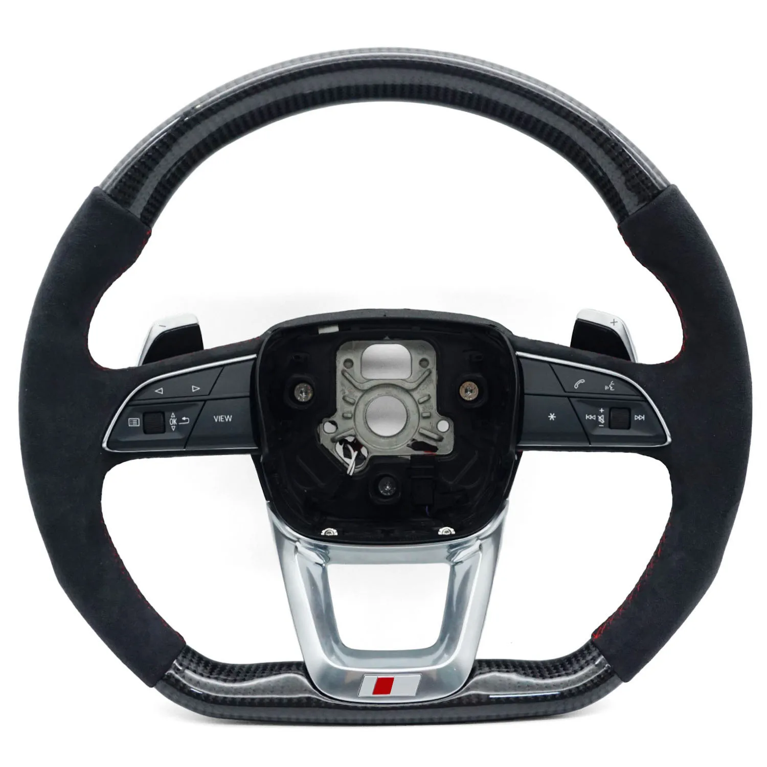 Suitable for Audi Q5L S standard carbon fiber half-turned red wire with button paddle with heated steering wheel