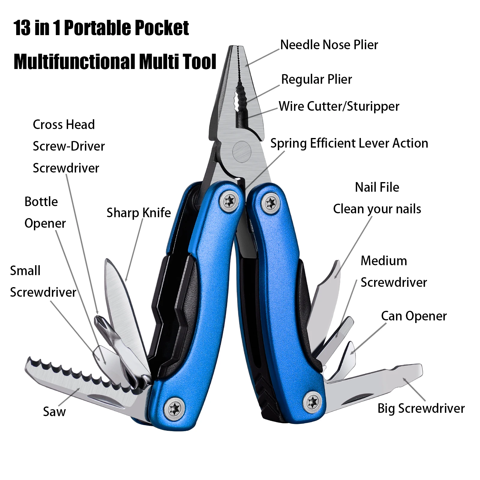 LUCHSHIY Multitool Pliers Cable Wire Cutter Folding Pliers Outdoor Camping Pocket Mini Portable Folding Kinfe Saw Screwdriver