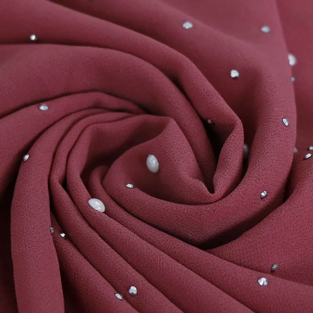 

Fashion 180*70cm Muslim Headscarf Windproof Sunshade Islamic Turban Headband Dustproof Beads Embellished Head Wraps Party Decor