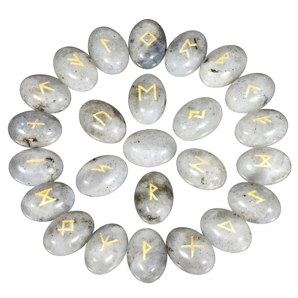 Imagem -03 - Crystal Rune Stone Conjunto para Adivinhação Flatback Cabochão Pedras Elder Norark Alfabeto Símbolo Wiccan 25 Pcs Natural