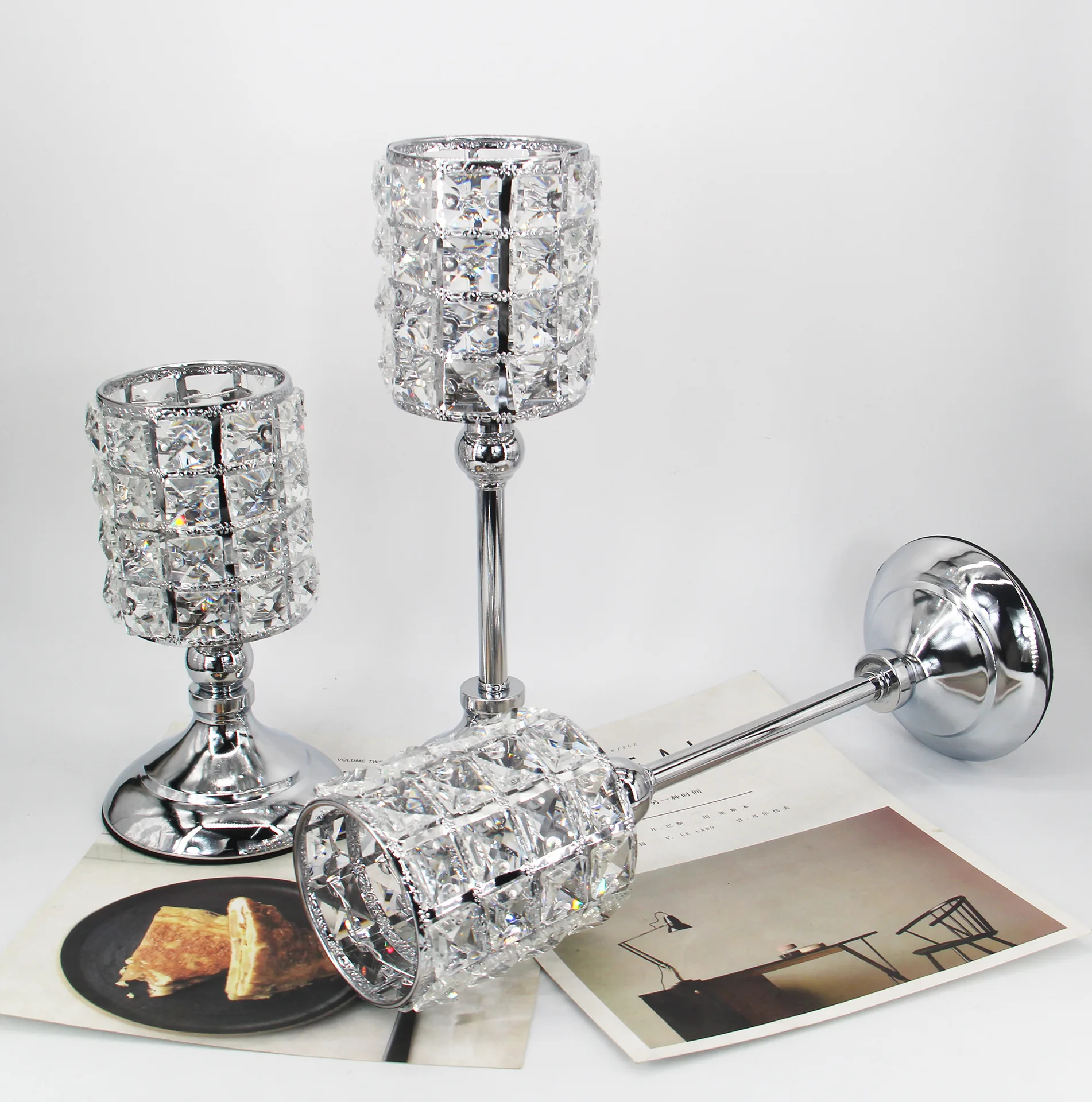 3pcs Wedding single-headed candlestick Christmas props Crystal handicrafts ornaments Home model room decoration