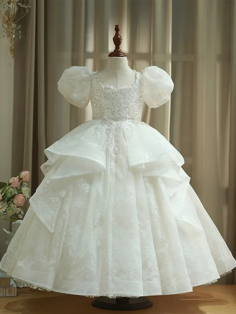 

2024 Elegant Princess Party Dress For Junior Girls Kids Luxury Royal Ball Gowns for Formal Occasions Children Seuqins Dresses