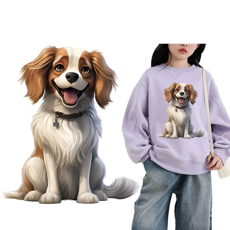 Interessante En Schattige Kleine Hond Foto \'S Kinderen Set Stickers Kleding Accessoire Ijzer Op Stickers Warmte Overdracht Stof Patches