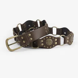 Ceinture en cuir avec structure carrée pour femme, ceinture décontractée pour fille, sangle de taille, rétro, accessoires de gril, environnement, extérieur