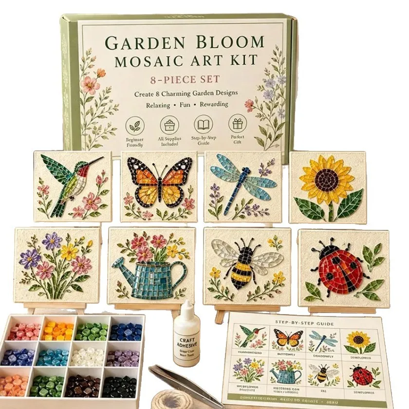 DIY Sea Glass Mosaic Art Kit Beautiful Ocean Garden Inspired Artwork with Colorful Glass Pieces Seaglass Craft Kit Handmade Gift image 6