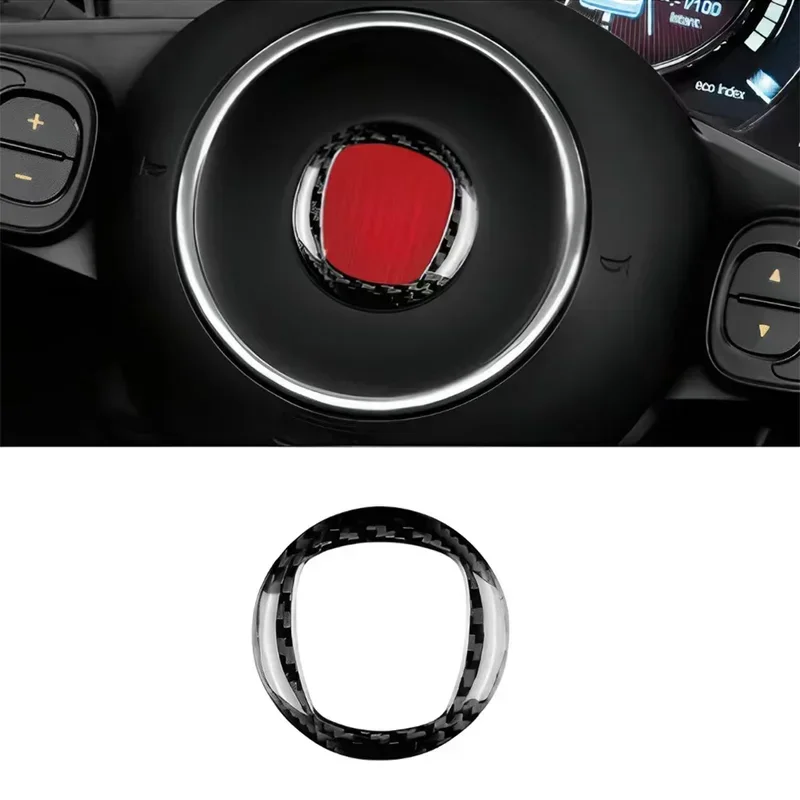 

For Fiat 500 For Abarth 595 695 Real Dry Carbon Fiber Steering Wheel Frame Sticke Trim 2009-2023 Interior Mouldings Accessories