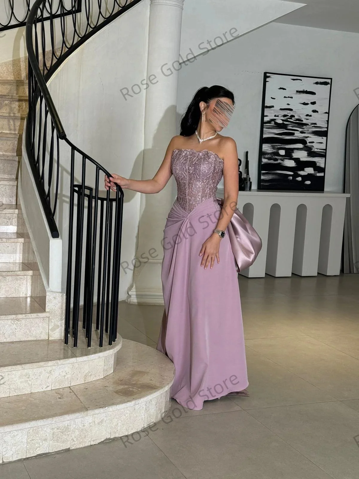 فساتين سهرة بحورية البحر أرجوانية من الوهم بدون حمالات ترتر فيستدو دي نوش مخصصة رائعة لحفلات أعياد الميلاد والحفلات الراقصة