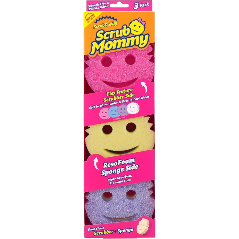 Scrub Mommy Kitchen Sponges - Dual-Sided Dish Sponges for Scrubbing - Washing Dishes, Bathroom & Multi-Surface Cleaning Use